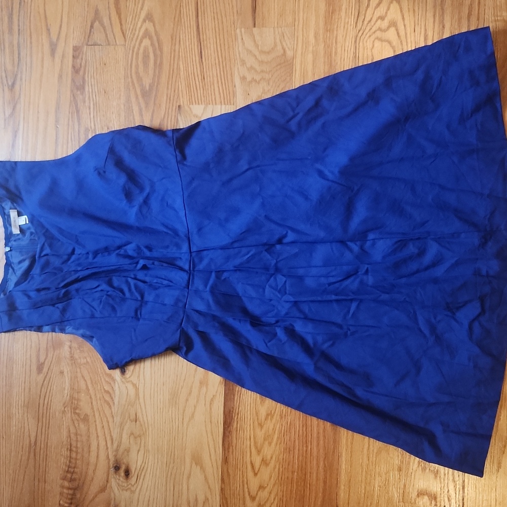 Blue J Crew midi sleeveless dress with pleating detail